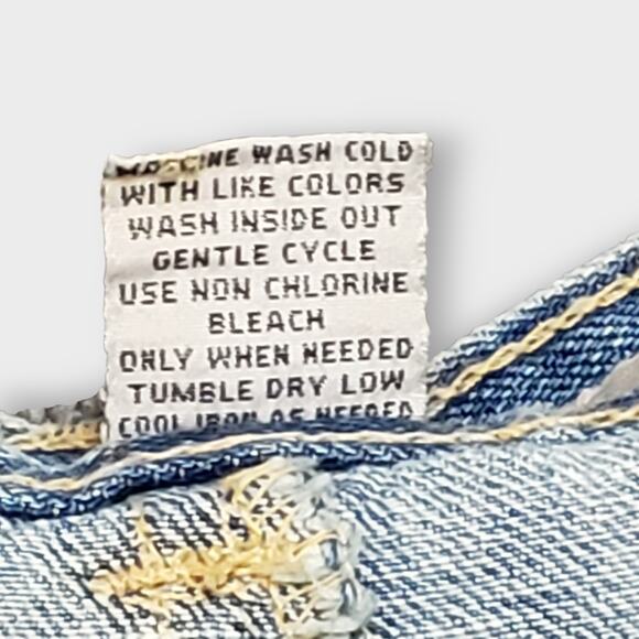 Vintage Y2K Wet Seal Denim Mini Skirt Distressed Paint Splatter Large Low Rise - Picture 7 of 9